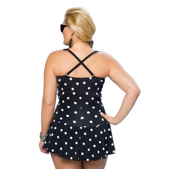 NEW ALWAYS FOR ME daphne swimdress - plus size in black white - Picture 3 of 3